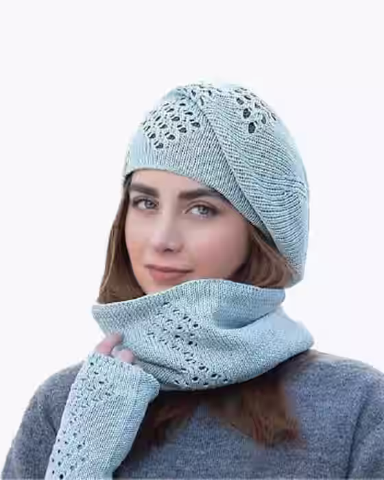 ست سه تکه کلاه و شال گردن و دستکش دورو مردانه زنانه  ENDLESS